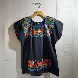 Colorful Embroidered Black Top ( Bag C )